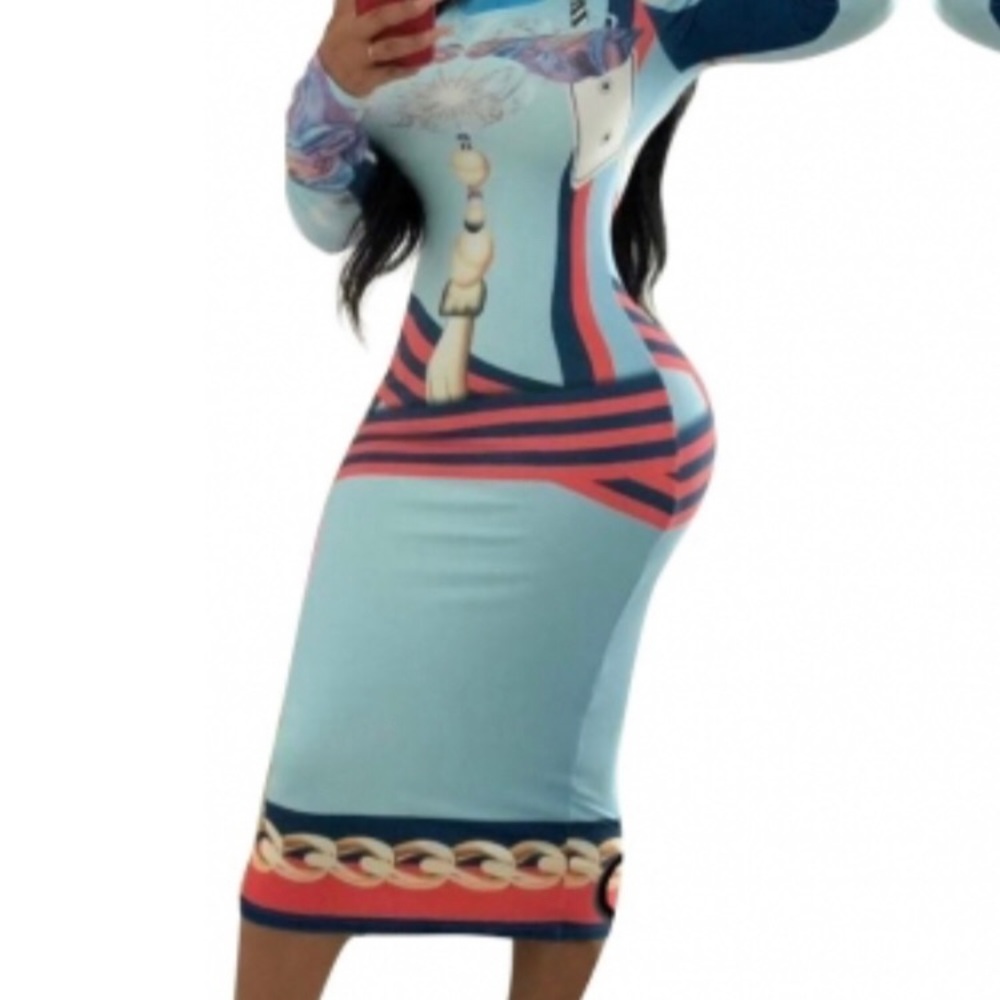 Women’s fashion light blue bodycon dress